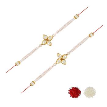 rakshabhandhan special kundan stone rakhi with roli chawal for bhaiya/brother/mens  1