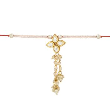 rakshabhandhan special designer pearl hanging lumba bracelet rakhi for bhabhi/sister  1