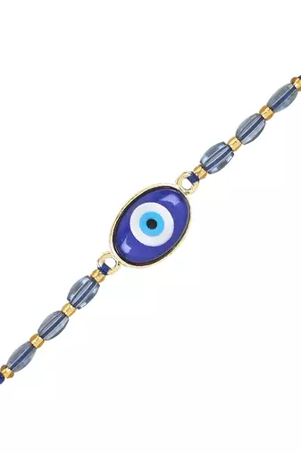 rakshabhandhan special designer enamel evil eye bhaiya bhabhi lumba bracelet rakhi combo set with roli chawal