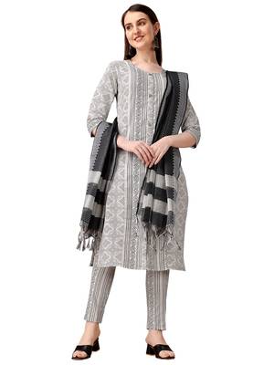 WILNERCROWN Designer  calf length ethnic set kurta, pant and dupatta set for women for casual and festive wear 2