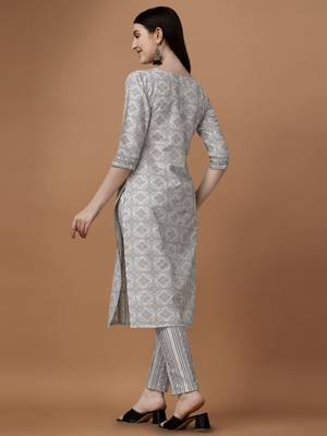 WILNERCROWN Designer  calf length ethnic set kurta, pant and dupatta set for women for casual and festive wear 3