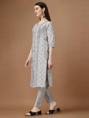 WILNERCROWN Designer  calf length ethnic set kurta, pant and dupatta set for women for casual and festive wear 4