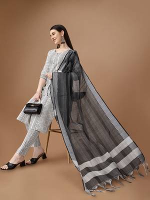 WILNERCROWN Designer  calf length ethnic set kurta, pant and dupatta set for women for casual and festive wear 5