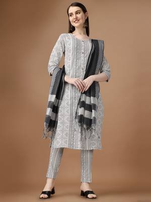 WILNERCROWN Designer  calf length ethnic set kurta, pant and dupatta set for women for casual and festive wear 1