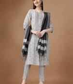 WILNERCROWN Designer  calf length ethnic set kurta, pant and dupatta set for women for casual and festive wear