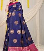 BLUE BANARASI SILK SAREE WITH WEAVING WORK 