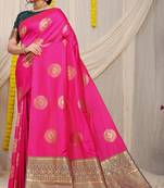 PINK BANARASI SILK FESTIVE SAREE WITH BLOUSE 