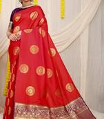RED BANARASI SILK BEAUTIFUL SAREE WITH BLOUSE 