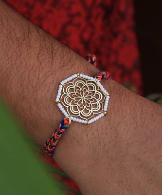 Golden Beaded Mandala Rakhi 1
