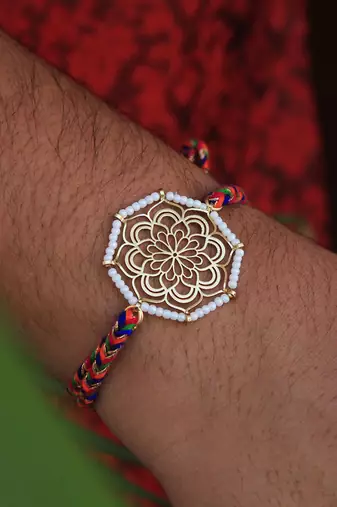 Golden Beaded Mandala Rakhi