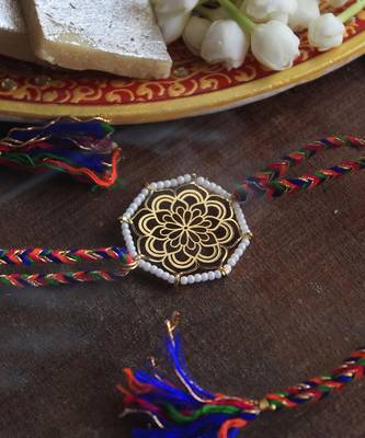Golden Beaded Mandala Rakhi 2