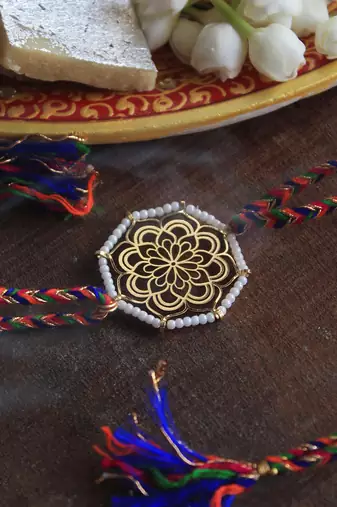 Golden Beaded Mandala Rakhi