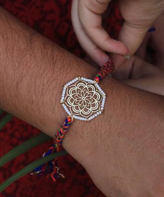 Golden Beaded Mandala Rakhi 3