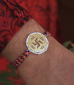 Golden Beaded Swastik Rakhi