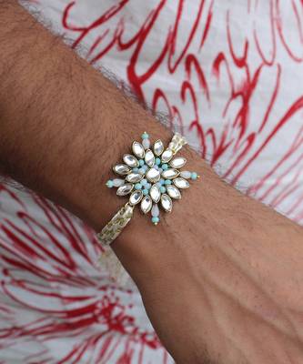 Blossoming Kundan And Bead Work Rakhi 1