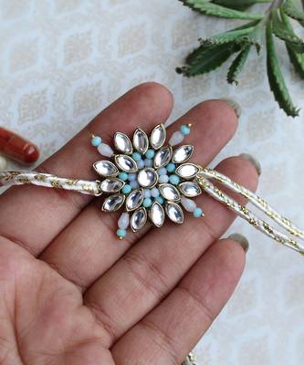 Blossoming Kundan And Bead Work Rakhi 2