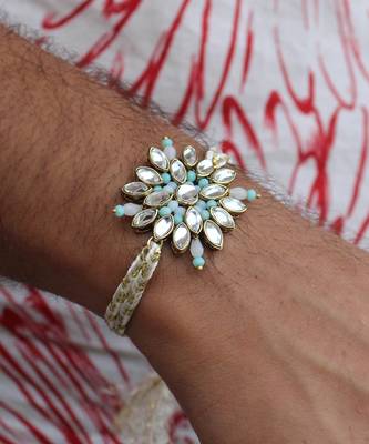 Blossoming Kundan And Bead Work Rakhi 5
