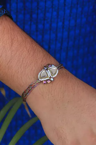 Trillion Kundan And Bead Rakhi