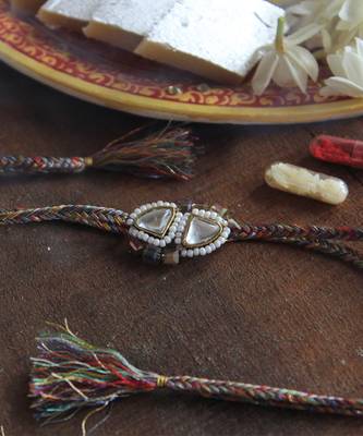 Trillion Kundan And Bead Rakhi 2