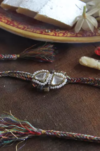 Trillion Kundan And Bead Rakhi