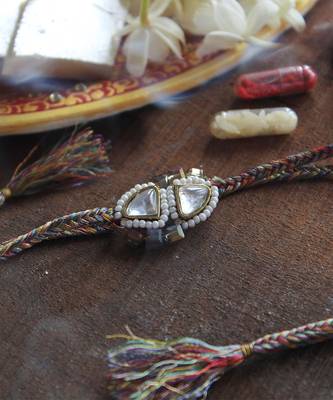Trillion Kundan And Bead Rakhi 4
