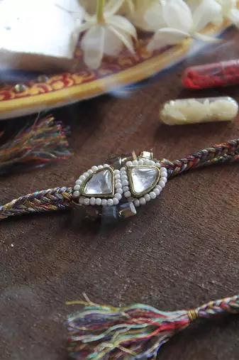Trillion Kundan And Bead Rakhi