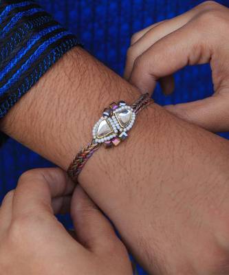 Trillion Kundan And Bead Rakhi 5