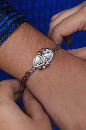Trillion Kundan And Bead Rakhi