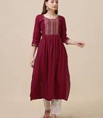 Maroon Colour Designer Sequince And Thread Embroidery Work Girlish Kurti