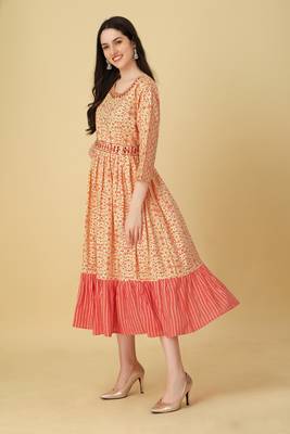 Peach Colour Designer Kurti For Ethnic Girlish Looks 4
