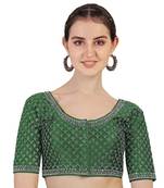 Bieth Women Milan Silk Gold Diamond Handwork & Embroidery Coding Work Stitched Blouse(38+45nch Margin)