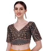 Bieth Women Cotton Silk Gold Diamond Handwork & Embroidery Coding Work Stitched Blouse(38+4Inch Margin)