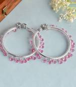 Pink beads drop kada anklet