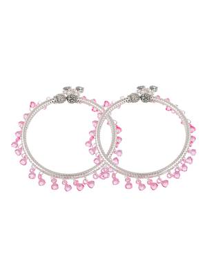 Pink beads drop kada anklet 3