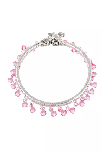 Pink beads drop kada anklet