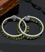 Silver plated stone beads kada anklet