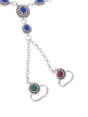 Oxidised silver anklet with chained double toe ring 3