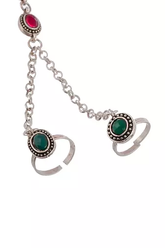 Traditional anklet with attached double toe rings