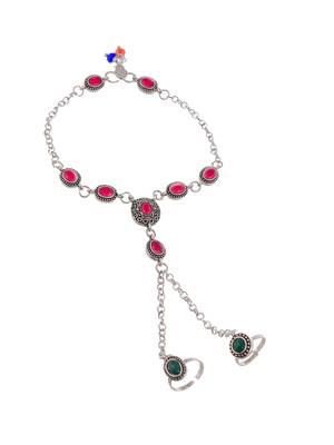 Traditional anklet with attached double toe rings 4