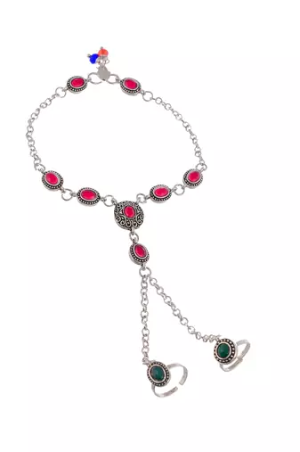 Traditional anklet with attached double toe rings