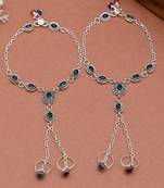 Oxidised silver chain anklet with toe rings