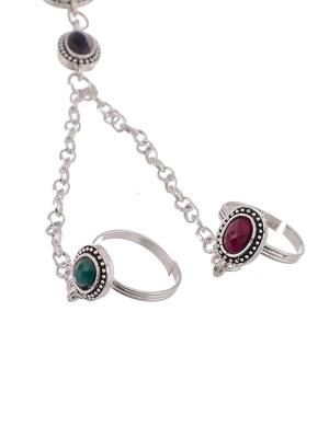 Oxidised silver chain anklet with toe rings 3