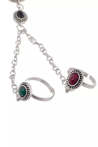 Oxidised silver chain anklet with toe rings
