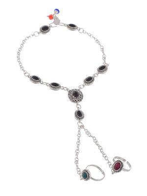 Oxidised silver chain anklet with toe rings 4