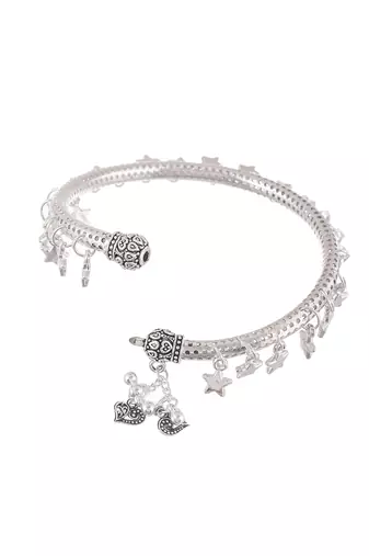 Star charm silver plated kada anklet
