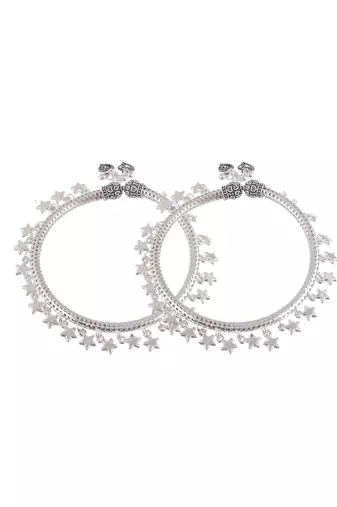 Star charm silver plated kada anklet