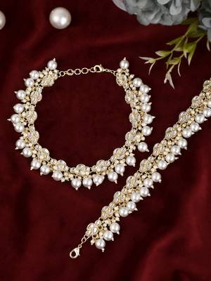 Gold plated kundan traditional ethnic payal for women 1