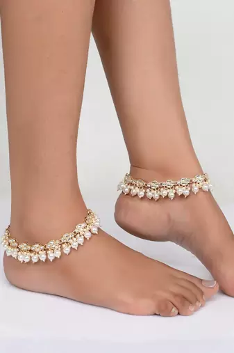 Gold plated kundan traditional ethnic payal for women