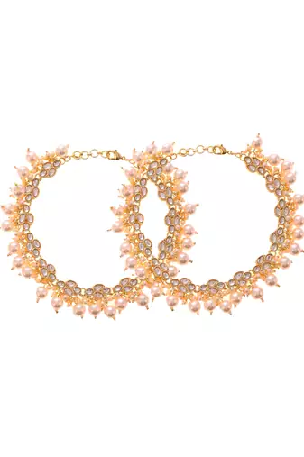 Gold plated kundan traditional ethnic payal for women