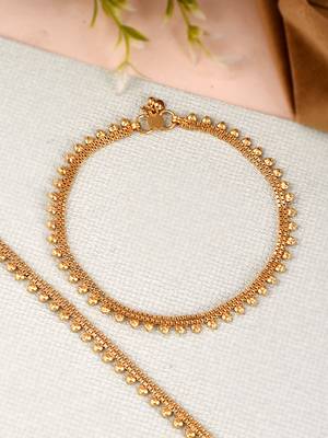 Gold plated heart shape traditional ethnic anklet 1